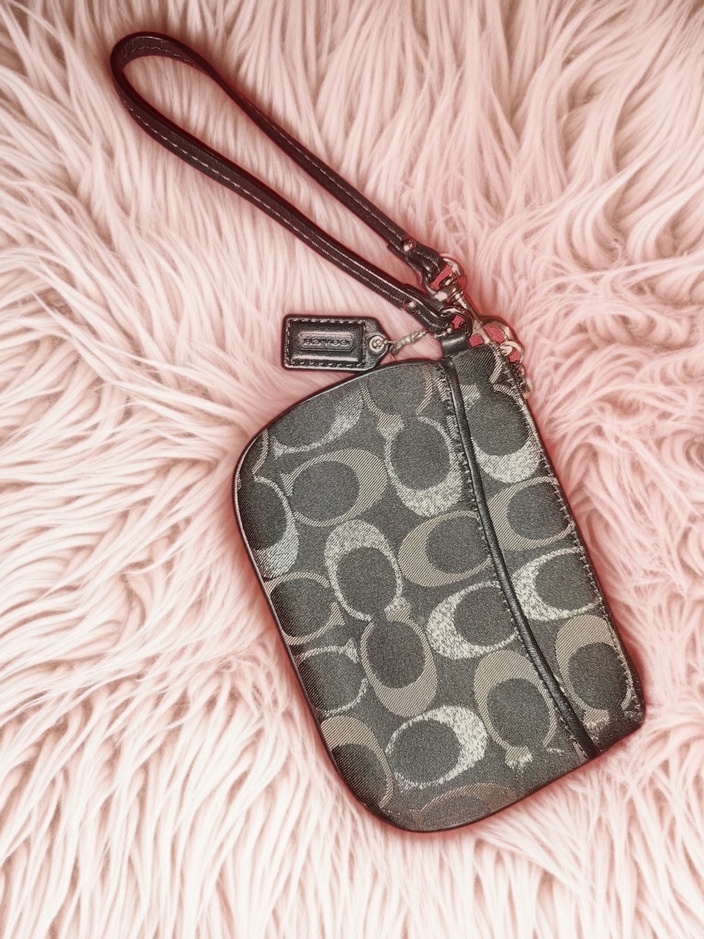 Coach Gray/Black Signature Wristlet